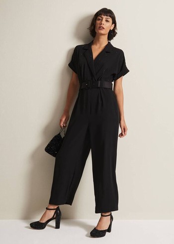 Phase Eight Constance Wide Leg Jumpsuit Black USA | 9286304-BM